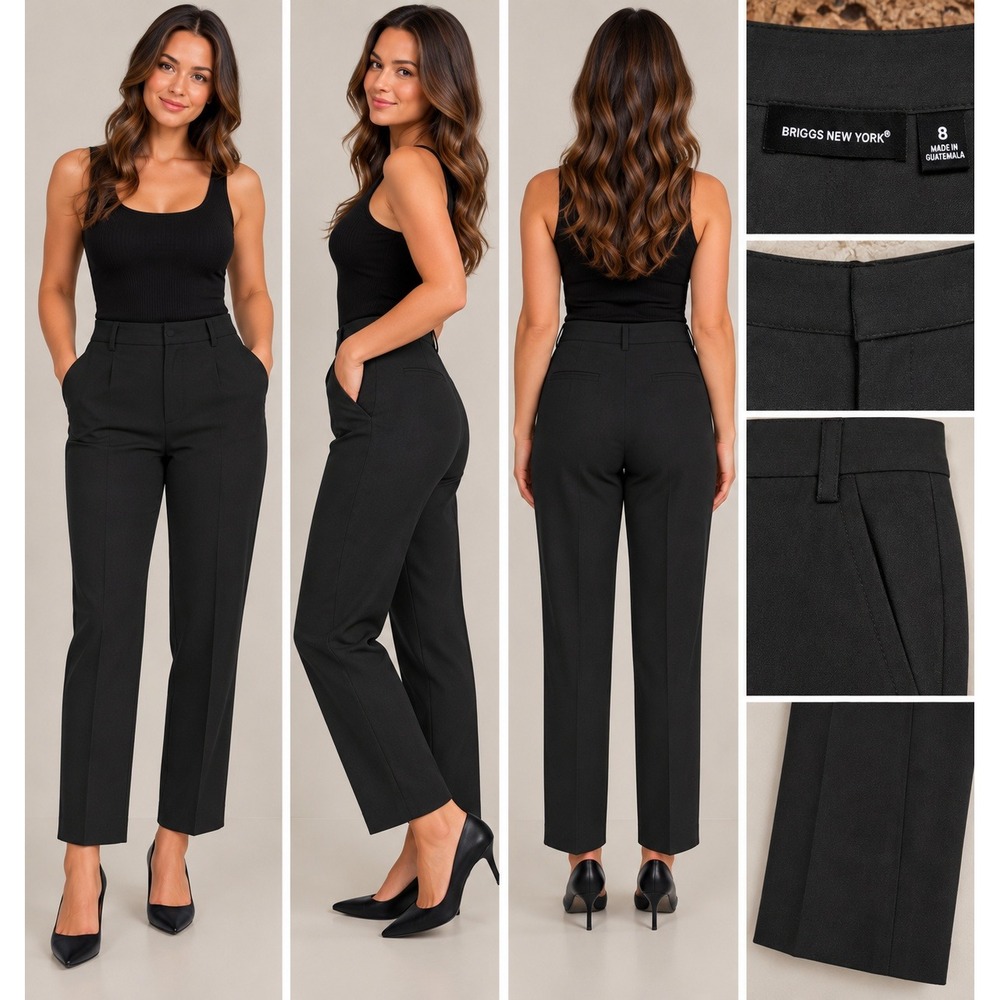 Briggs New York Dress Pants Women 8 Black Quiet Luxury Minimalist Slim Solution